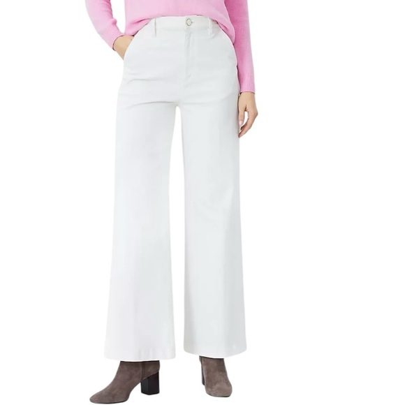Ann Taylor The Trouser Wide Leg Jeans 10 Ivory - Picture 1 of 10